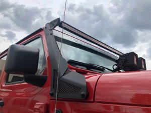 Jeep Wrangler Light Mounts - Windshield - Go Rhino - 50in Single Row - Textured Black - `18-`20